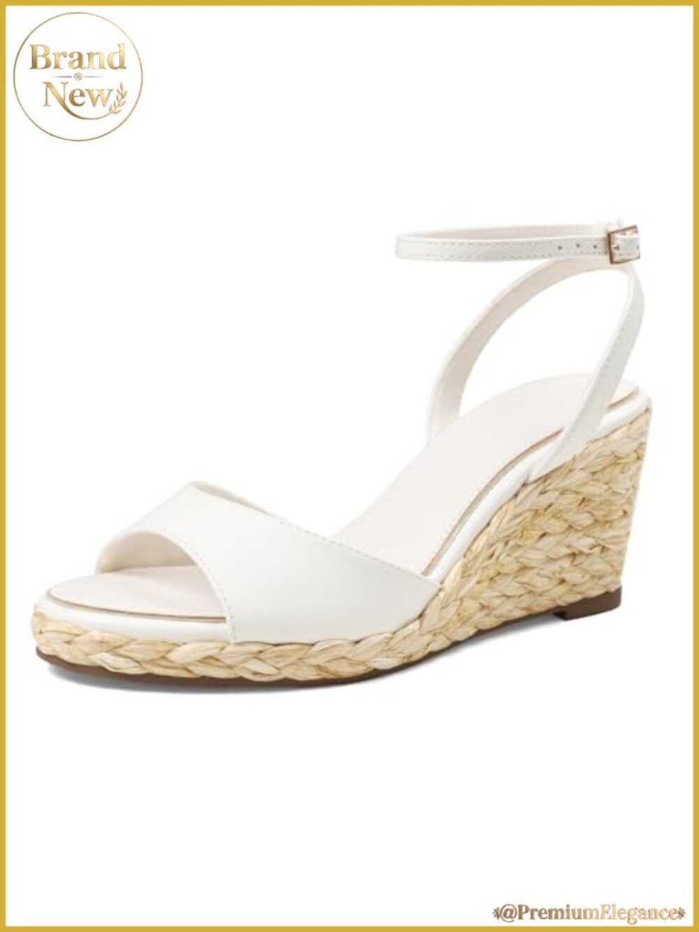 Marc Ford Women's Espadrille Wedge Sandals Raffia 3-Inch Heel